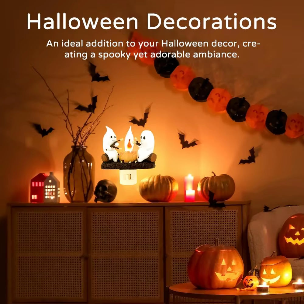 Ghost Campfire Flickering Halloween Night Light 3D LED Small Campfire Light for Indoor Halloween Decorations