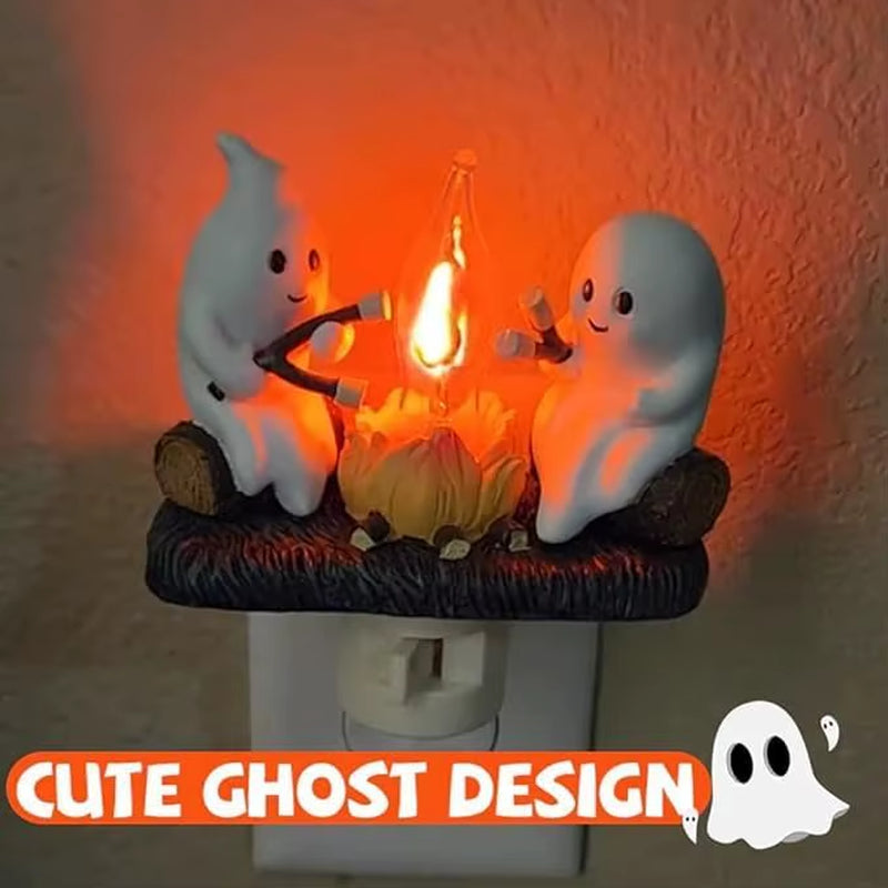 Ghost Campfire Flickering Halloween Night Light 3D LED Small Campfire Light for Indoor Halloween Decorations