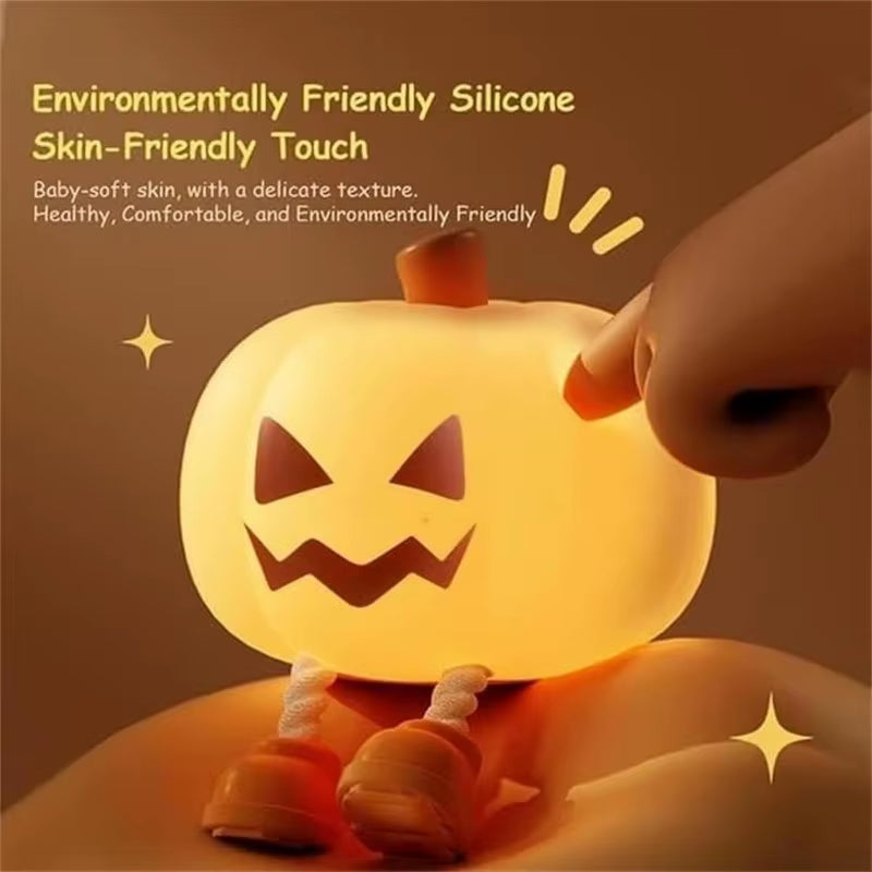 Pumpkin LED Night Light 3 Modes Rechargeable Silicone Table Lamp Touch Switch Children'S Night Light for Nursery Bedroom Gift