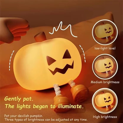 Pumpkin LED Night Light 3 Modes Rechargeable Silicone Table Lamp Touch Switch Children'S Night Light for Nursery Bedroom Gift